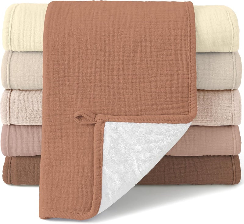 Bearmoss Muslin Burp Cloths, 100% Cotton Baby Burping Clothes, Large Extra Soft Absorbent for Unisex Newborn Boy and Girl, 20x10in, 6 Pack - Image 1